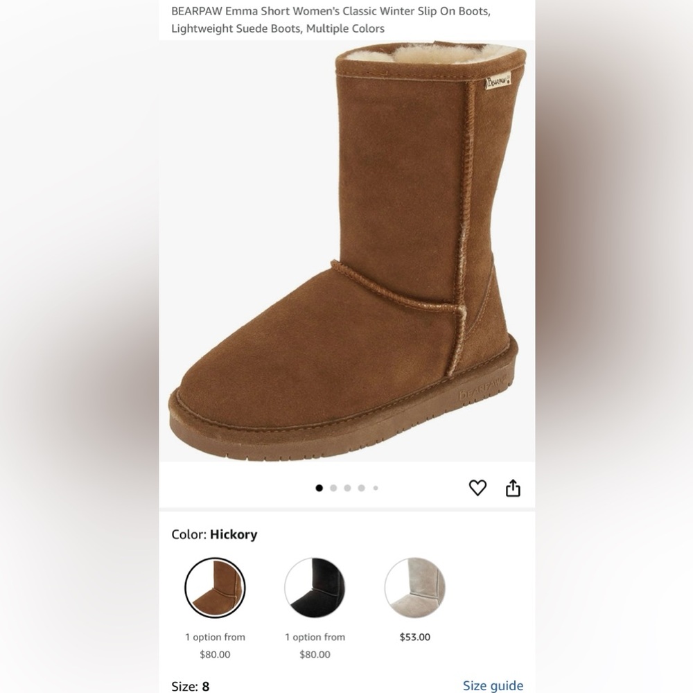Bear paw Emma Short Boots. Hickory color. Size 8.